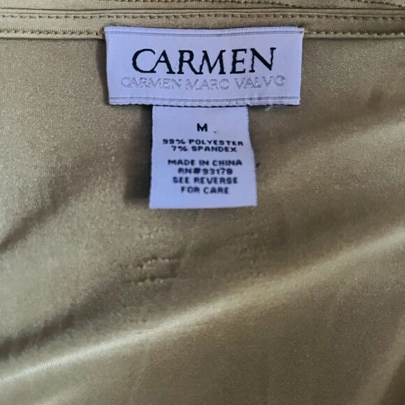 Carmen Marc Valvo Stretch Tank Top‎  Blouse Women M Green Cap Sleeve Shell - Picture 8 of 8